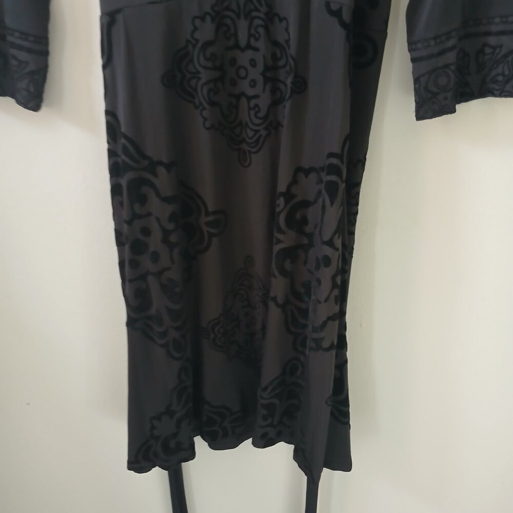 Hale Bob Women's Wrap Dress Black Jewel V-Neck Stretch Long Sleeve Size XS - Picture 5 of 13